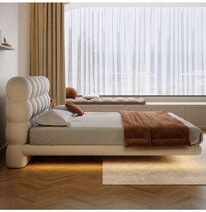 Cama de suspensión de burbujas de viento crema Simple <span class=keywords><strong>Netflix</strong></span> tapizado Puff Lambswool tela cama doble y King Size - Product Image 3