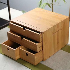 Organisateur de bureau en bois rectangulaire couleur bois naturel sans couvercle type sur pied pour rangement de bureau - Product Image 3