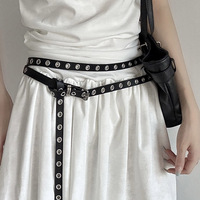 Damen Schmaler Gürtel mit Metallschnalle Neuer Stil Eleganter Vielseitiger Doppelschlaufen-Mini-Ledergürtel als Taillenaccessoire für Kleider