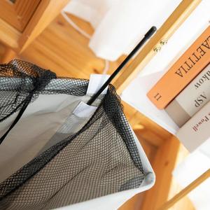 Collapsible Laundry <b>Basket</b> Canvas Foldable <b>Rectangular</b> Standing Type Clothing Organizer White Black Light Gray Dark Gray - Product Image 3