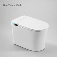WC intelligent allongé avec siphon en P inclus, couvercle automatique, eau chaude instantanée, lavage, pression d'eau réglable, siège chauffant, désodorisant