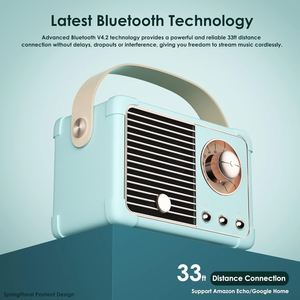 Small Wireless BT <b>Speaker</b> Retro Old Radio TF FM Function RGB <b>LED</b> Lighting Battery Powered for Kitchen Desk Bedroom Office Party - Product Image 3