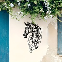 1 pièce Grande Sculpture Murale Abstraite de Cheval en Métal, Moderne, en Fer Forgé, Gravée, pour Extérieur et Intérieur, Effet Patiné, Thème Faune, Décoration Maison