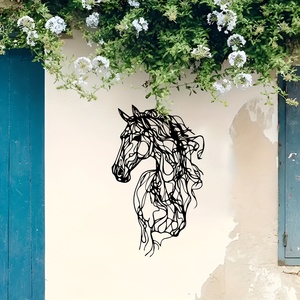 1 pièce Grande Sculpture Murale Abstraite de Cheval en Métal, Moderne, en Fer Forgé, Gravée, pour Extérieur et Intérieur, Effet Patiné, Thème Faune, Décoration <span class=keywords><strong>Maison</strong></span> - Product Image 4