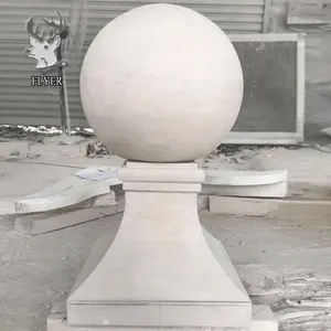 Custom Stone Carving Products Natural Hand Carving Limestone Sphere Ball Sculpture