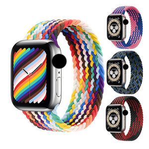 <span class=keywords><strong>Correa</strong></span> elástica y trenzada de tela de nylon tejido <span class=keywords><strong>para</strong></span> <span class=keywords><strong>Apple</strong></span> <span class=keywords><strong>Watch</strong></span> Band de 41 y 45 mm, compatible con Iwatch SE Series <span class=keywords><strong>8</strong></span> y 7 - Product Image 1