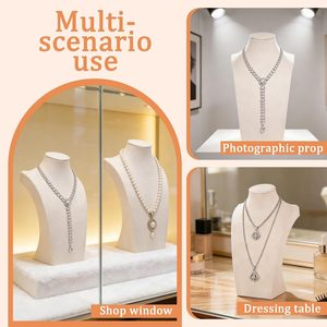 Présentoir de bijoux en forme de mannequin sur mesure, vente en gros directe usine, buste de présentation de colliers en microfibre pour comptoir de magasin - Product Image 4