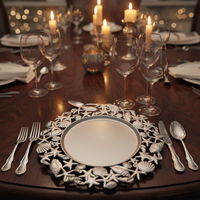 Assiettes de Présentation en Gros 13 Pouces Luxe Éléments Marins Pigmentés en Plastique PP Motif Personnalisé Durable Réutilisable Mariage