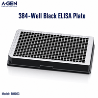 Micro-plaque ELISA carrée à fond plat en PP noir à 384 puits, avec couvercle en option, capacité de liaison moyenne à élevée