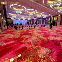Tapis d'hôtel de luxe en laine Axminster et nylon, motif abstrait rouge, tissé à la machine, écologique, lavable