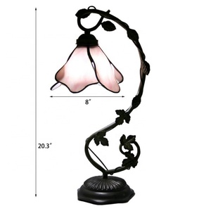 LongHuiJing Eco-Friendly for Lamp Stained Glass Dome Table <b>Night</b> <b>Light</b> Mediterranean Style 8Inch Adjustable Flexible Offices - Product Image 4