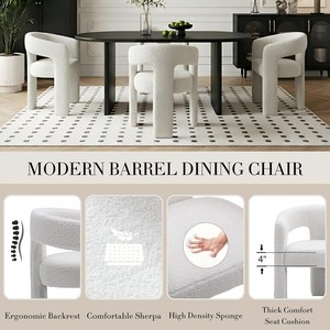 Chaise de salle à manger moderne avec accoudoirs en fausse fourrure Sherpa - Confortable pour la salle à manger/la cuisine/le salon/la réception - Meubles de maison - Product Image 4