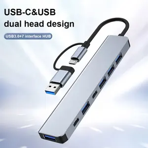 7 في 1 وصلة USB نوع C نقل البيانات PD 5W تزويد بالطاقة 4K 30 هرتز محطة إرساء لجهاز الكمبيوتر المحمول USB محور 3.0 مقسم محور لجهاز Macbook الهاتف المحمول