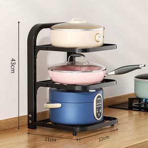 Étagère de rangement réglable à 2 niveaux en acier au carbone robuste pour comptoir de cuisine, support pour pots de fleurs et bacs alimentaires - Product Image 4