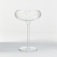 Geribbeld Coupe Glas Hoog Borosilicaat Vintage Cocktailglas Frans Dessertglas 200-300ml Gesteeld Champagne Glas voor Bar Party