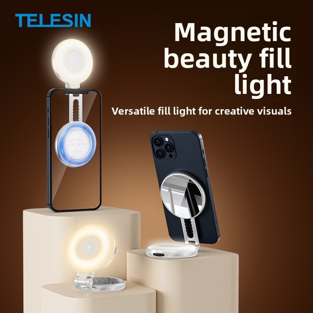 TELESIN Mini Fill Light for Selfies/Photography/TikTok/live/Facebook Adjusted 3 Light Modes Magnetic Phone LED Selfie Fill Light