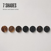 Kancing Resin Imitasi Tanduk Empat Lubang Matte Warna Coklat Hitam 15mm 18mm 25mm untuk Jas Mantel Rajutan