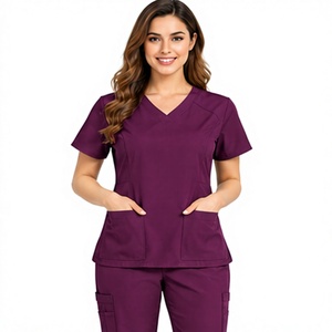 Uniforme Médico para Mujer, Corte Ajustado, Elástico en 4 Direcciones, Cuello en V, para Doctoras, Enfermeras, Hospital, Ropa de Trabajo Quirúrgica, Conjunto de Uniforme Quirúrgico, Superventas - Product Image 2