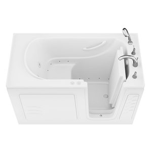 Modern White Acrylic 30-in <strong>X</strong> 60-in Walk-In Whirlpool Air <strong>Bath</strong> Combination Rectangular Tub Including Faucet Hand Shower Drain - Product Image 5