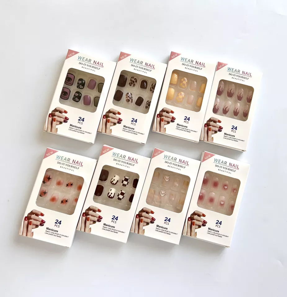 2023 новый дизайн ногтей французские искусственные ногти ABS короткий пресс на ногти оптовая продажа