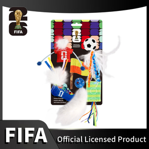 Jouet pour animaux de compagnie officiel de la Coupe du monde <span class=keywords><strong>FIFA</strong></span>, jouet interactif pour chat avec plumes et rubans, jouet à mâcher à l'herbe à chat pour un jeu multisensoriel - Product Image 2