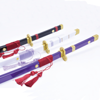 Épée d'anime Ming Hu, nouvelle épée en bois de bambou Zoro, lame de démon à flamme violette, épée japonaise de cosplay