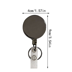Boucle télescopique gris bronze de 4 cm, cordon de traction robuste, porte-clés en câble d'acier à tirage facile, motifs imprimables disponibles. - Product Image 3