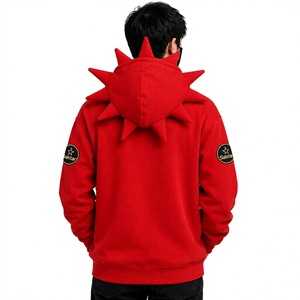 Premium Black Spiked Red <b>Gothic</b> Hoodie <b>Jacket</b> <b>Gothic</b> Punk Zip Up Hoodie Custom 3D Spike Hood Sweatshirt for Men & Women - Product Image 4