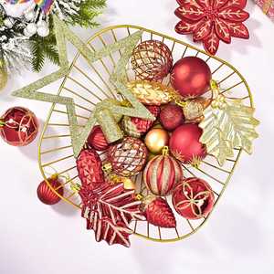 Ensemble de 110 boules de Noël rondes en plastique incassable, style festif, décorations pour arbre de Noël, cadeaux pour la maison - Product Image 2