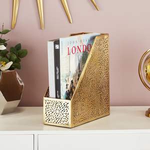 Porta File rivista singola Slot con disegno in metallo oro intagliato a Laser motivo floreale per la decorazione della <span class=keywords><strong>casa</strong></span> - Product Image 1