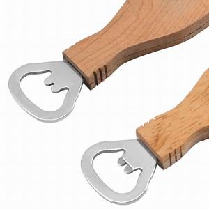 Ouvre-bouteille en acier inoxydable avec logo personnalisé avec manche en bois pour bouteilles de bière et de métal Tire-bouchon et ouvre-bouteille de qualité - Product Image 4