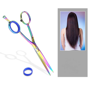 Rainbow Color Barber Scissors Stainless Steel Razor <b>Edge</b> Ultra Sharp <b>Rubber</b> Handle Foldable Salon Hair Cutting Shears Wholesale - Product Image 4
