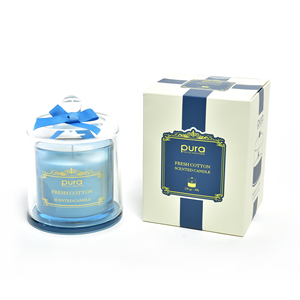 Bougie en coton frais 230g dans un cloche en verre de diamètre… 10,5 H. 14CM - Product Image 1