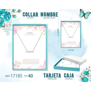 Collana in acciaio placcato argento con il nome Laura-gioielli personalizzati