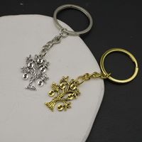 Para Ağacı Anahtarlık, 21x30mm, Hediyeler ve Araba Anahtarları için Metal Vintage Ağaç Şeklinde Süs, Altın Gümüş