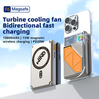 Batterie externe magnétique 10000 mAh avec charge sans fil, type C, station d'alimentation portable avec ventilateur de refroidissement et support pour téléphone