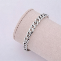 Bracelet pour homme en argent massif 925, design classique et simple, chaîne cubaine, chaîne gourmette, vente chaude