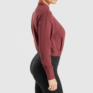 เสื้อสเวตเตอร์เอวลอยสำหรับผู้หญิงเสื้อสเวตเตอร์คอกลมเปิดไหล่แบบลำลองมีลายถัก3D โลโก้ตามสั่งแบบ1/4 2021 - Product Image 4