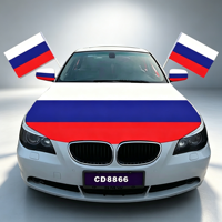 Housse de capot de voiture durable Russie, ensemble de housses de rétroviseurs 100% polyester, tissu élastique, logo personnalisé pour la décoration de voiture des fans de sport