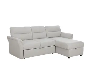 SX-81459 <strong>Sofa</strong> <strong>Bed</strong> Wooden <strong>Frame</strong> With Extendable Linen Fabric for Living Room or Bedroom Includes Storage Features - Product Image 1