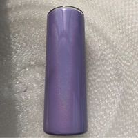 Bouteille d'eau à paillettes double paroi en acier inoxydable, contenant isolé, pour sublimation, blanc, droit, slim, avec paille, 10 oz 20oz 30oz