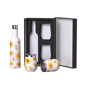 Promotional Gift Vacuum <b>Flask</b> 750ml Wine <b>Bottle</b> and 12oz Wine Tumbler Cups Stainless Steel Wine <b>Bottle</b> Set With Gift Box - Product Image 1