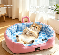 Tapis de couchage pliable de luxe pour animaux de compagnie, en tissu moderne, doux, rafraîchissant, écologique, imperméable, respirant, en soie glacée, motif dessin animé, pour l'été