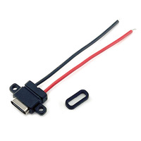 Connecteur femelle Type-C 2P moulé par injection, étanche IP65, avec trou de fixation, contacts plaqués or, boîtier nickelé, pour PCB