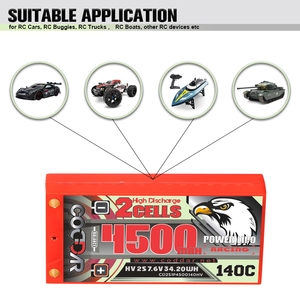 Batteria LiPo CODDAR 2S 4500mAh HV <span class=keywords><strong>7.6V</strong></span> 140C con Connettore Bullet 5mm, Custodia Rigida LCG Shorty per Auto RC 1/10 1/12 e Barche - Product Image 2
