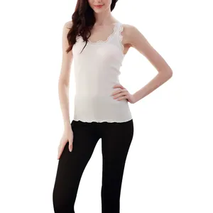 Wholesale High Quality Breathable Soft Lace Plain Dyed Cotton tank Tops for women