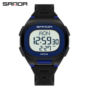 SANDA 2195 นาฬิกาดิจิตอลทรงสี่เหลี่ยมสำหรับนักเรียนทุกเพศ, นาฬิกาข้อมืออิเล็กทรอนิกส์สำหรับเล่นกีฬาแบบมัลติฟังก์ชั่น, นาฬิกาแฟชั่นกันน้ำเรืองแสง - Product Image 1