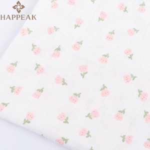 HAPPEAK Tissus <span class=keywords><strong>de</strong></span> mousseline imprimés personnalisés Tulipe rose <span class=keywords><strong>Gaze</strong></span> respirante en <span class=keywords><strong>coton</strong></span> par cour pour le design <span class=keywords><strong>de</strong></span> mode d'été - Product Image 5