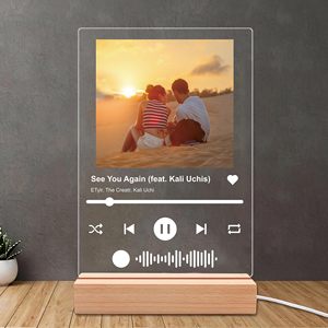 Placa Acrílica Personalizada con <span class=keywords><strong>Foto</strong></span> y Código de Canción, Álbum de Fotos de Boda, Soporte Acrílico para Fotos, Placa Musical con Base LED para Aniversario - Product Image 4