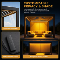 Pergola motorisée de luxe moderne 3x3m avec structure antirouille, toit à lames orientables, abri durable pour balcon et jardin nocturne